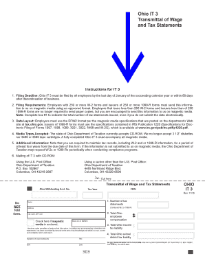 Ohio IT 3 Transmittal of Wage and Tax Statements