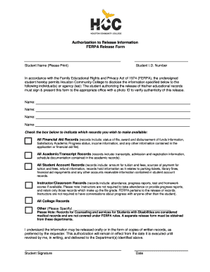 FERPA Authorization to Release Information