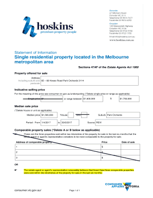 Statement of Information for Property Sale