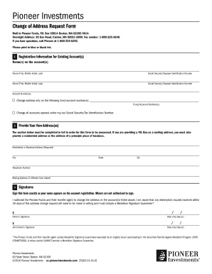 Pioneer Investments Change of Address Request Form