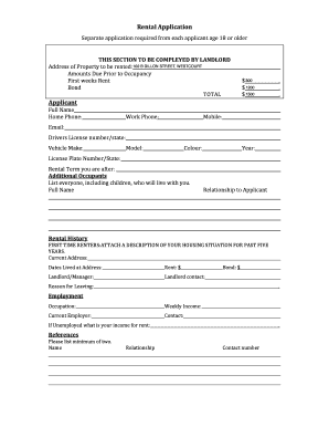 Rental Application Form