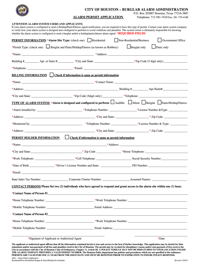 tx-city-of-houston-alarm-permit-application-2015-2021-fill-and-sign