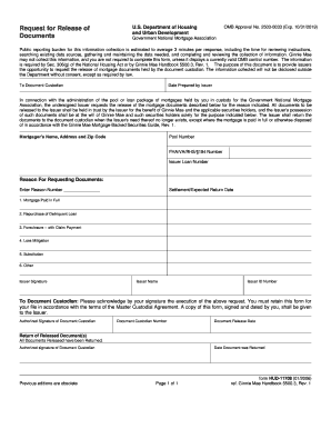 Request for Release of Mortgage Documents