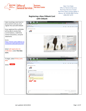 New York State Citibank Card Registration Form