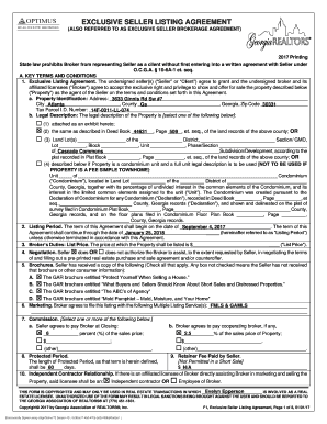 Exclusive Seller Listing Agreement