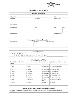 Capitol Job Application Form