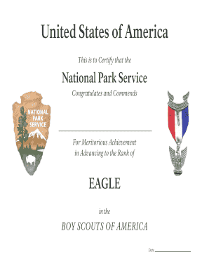 Boy Scouts of America Eagle Rank Certificate