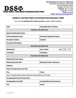Genetic Testing Prior Authorization Request Form
