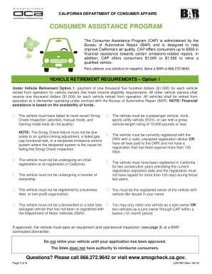California Vehicle Retirement Application