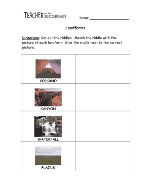 Landforms Matching Activity