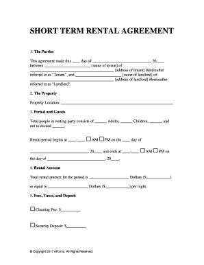 Short Term Rental Agreement