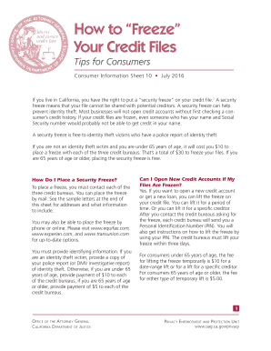 California Security Freeze Request Form