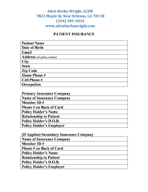 Patient Insurance Form