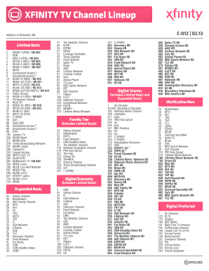 Fillable Online XFINITY TV Channel Lineup Fax Email Print - pdfFiller
