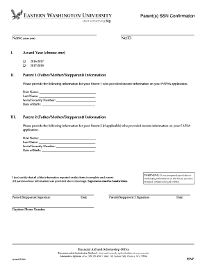 Parent SSN Confirmation Form