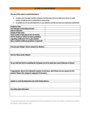 Return to Work Interview Form
