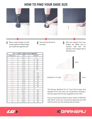 fillable online how to find your shoe size fax email print pdffiller how to find your shoe size