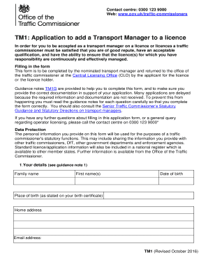 UK Transport Manager Application Form