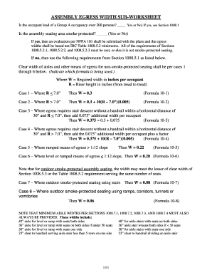 Assembly Egress Width Sub-Worksheet