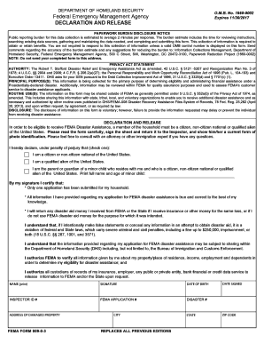 FEMA Declaration and Release Form