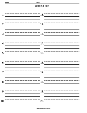 Spelling Test Form