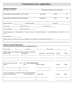 Commercial Lease Application Form