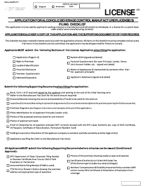 Alcoholic Beverage Control Manufacturer License Application