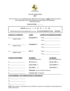 Team Roster Form