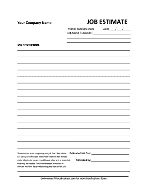 Job Estimate Form