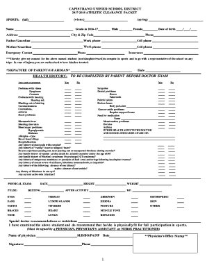 Capistrano Unified School District Athletic Clearance Packet