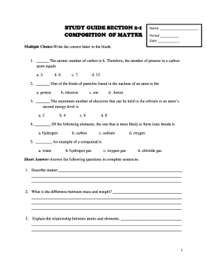 Science Study Guide Template