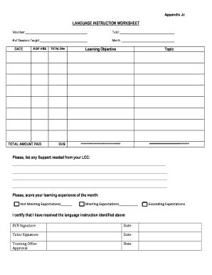 Language Instruction Worksheet