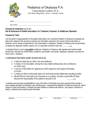 Pediatric Treatment Consent Form