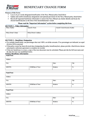 Navy Mutual Beneficiary Change Form