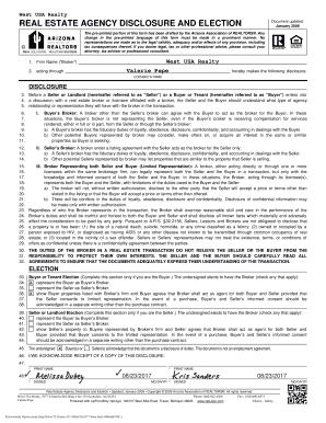 Arizona Real Estate Agency Disclosure and Election
