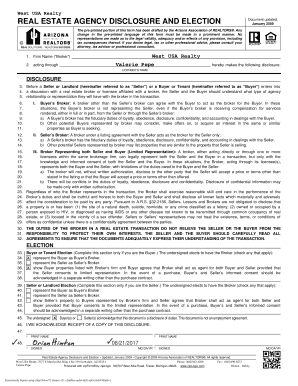 Arizona Real Estate Agency Disclosure and Election