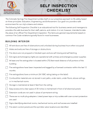 Colorado Springs Fire Department Self Inspection Checklist