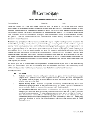 Online Wire Transfer Enrollment Form