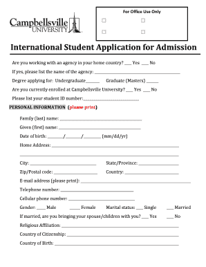 International Student Application for Admission