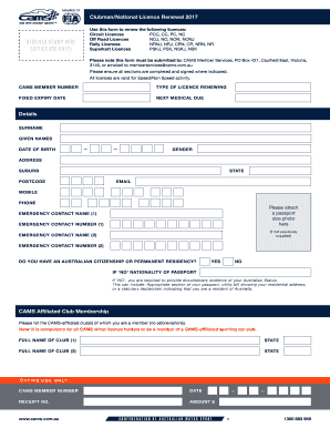 Clubman/National Licence Renewal