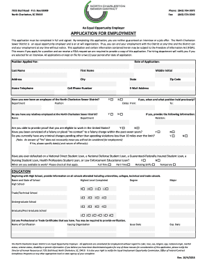 North Charleston Sewer District Employment Application