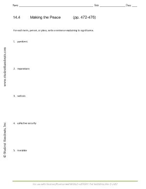 World History Assignment Sheet