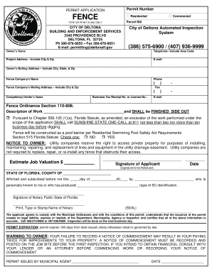Fence Permit Application