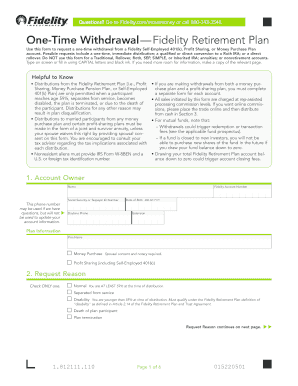 Fidelity Retirement Plan One-Time Withdrawal Form
