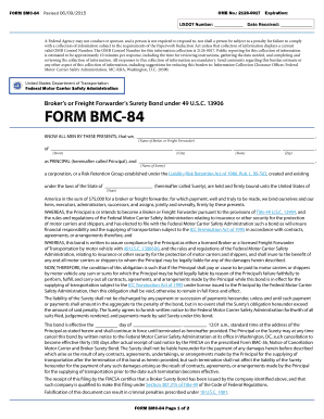 Broker’s or Freight Forwarder’s Surety Bond Form BMC-84