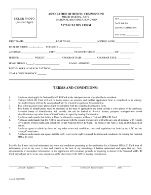MMA National Identification Card Application
