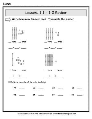 Math Tens and Ones Worksheet
