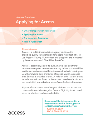 Access Transit Evaluation Application
