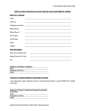 Bank User Credential Application for WeBOC