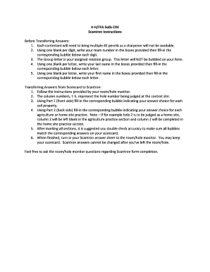 4-H Soils CDE Scantron Instructions